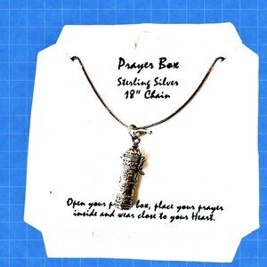 Sterling Silver Cylinder Prayer Box Floral Locket Pendant Necklace Chain New